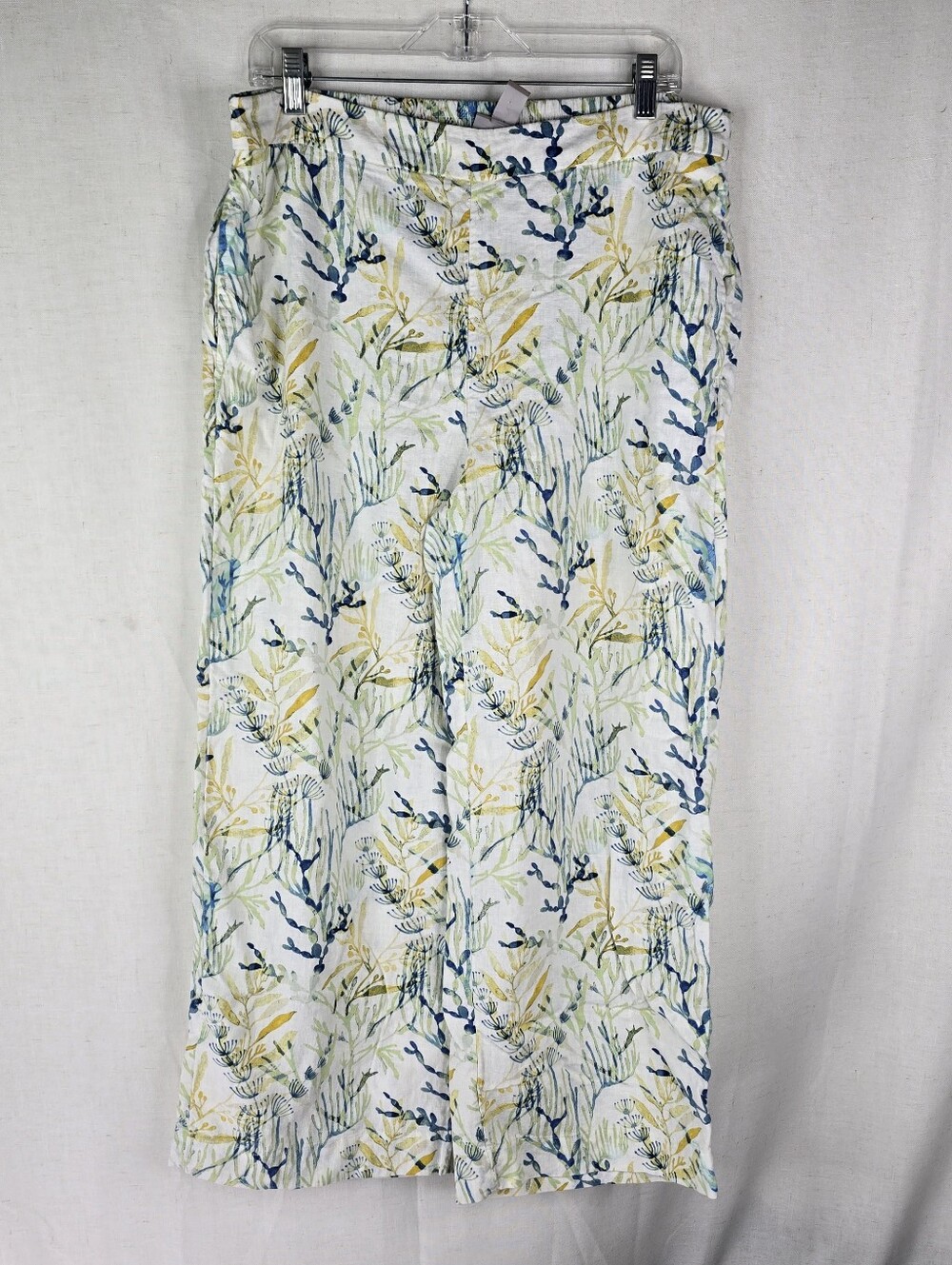 Chicos Womens Size 2 / Large 12 Pull On Linen Blend Ankle Resort Beach Pants
